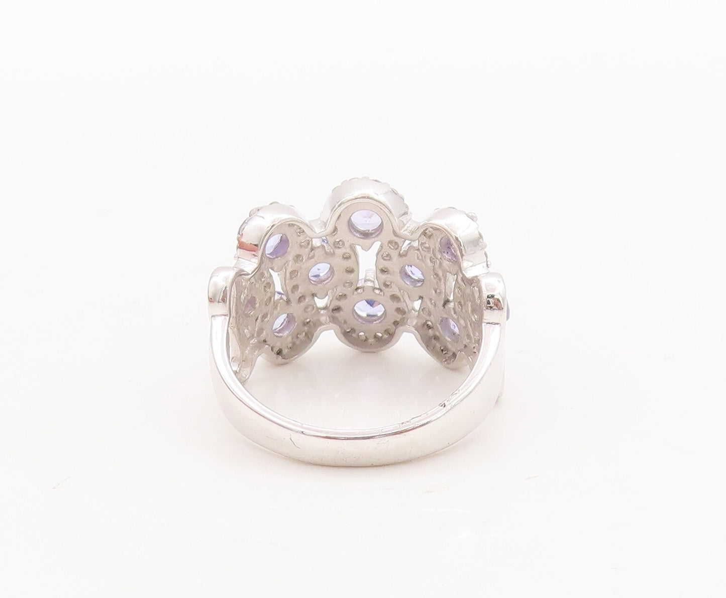 925 Sterling Silver Vintage Ring Round Tanzanite & Topaz Band  Sz 7  RG29159
