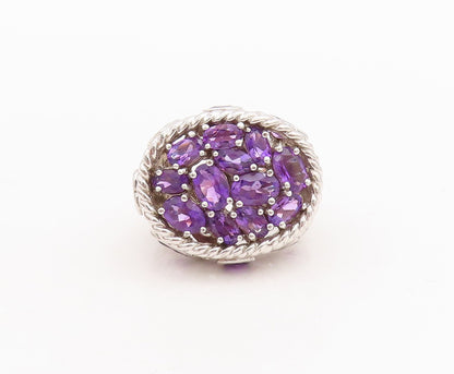 925 Sterling Silver Vintage Ring Large Roped Oval Amethyst Inlay  Sz 5  RG28729