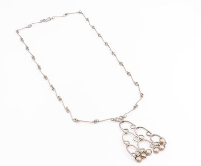 925 Sterling Silver Vintage Necklace ISRAEL Linked Loop Chandelier Chain  NE4759