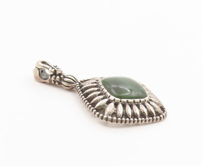 925 Sterling Silver Vintage Pendant CAROLYN POLLACK Jade Geometric Charm PT26258
