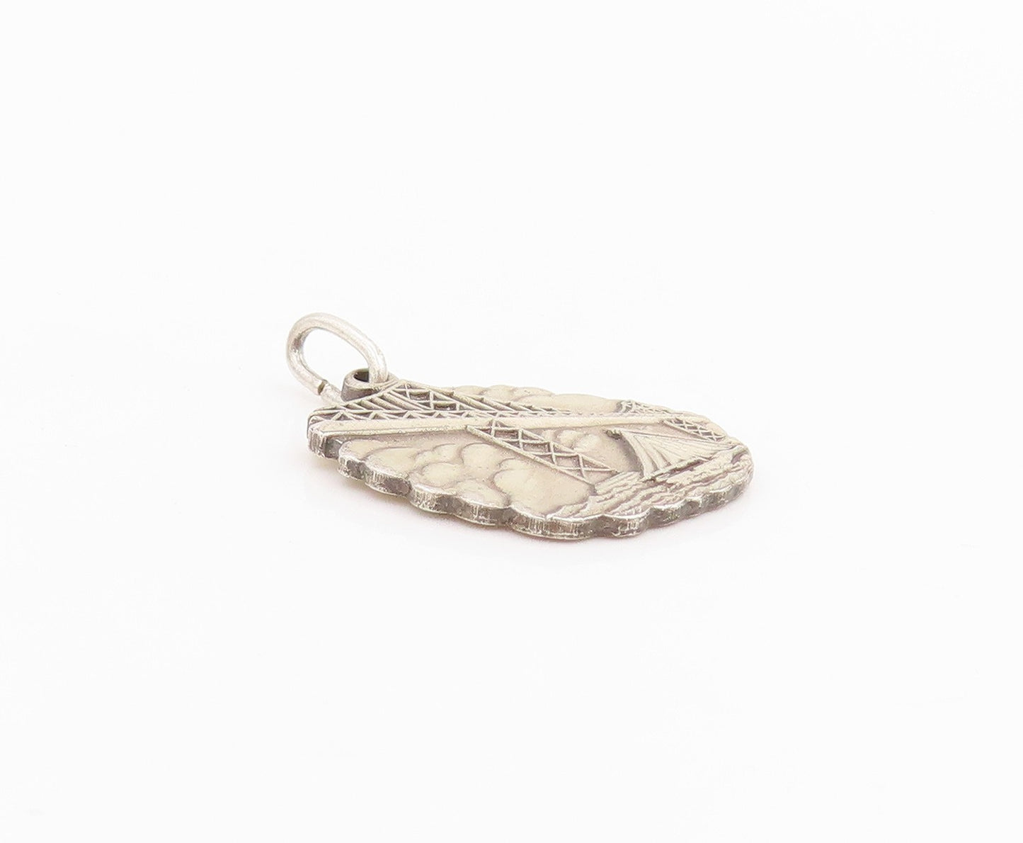 925 Sterling Silver Vintage Pendant Chesapeake Bay City Bridge Charm  PT25180