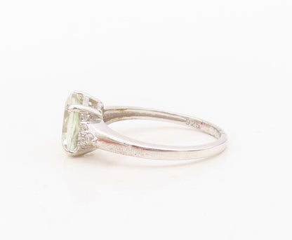 925 Sterling Silver Vintage Ring Minimalist Square Cut Topaz  Sz 7  RG30397