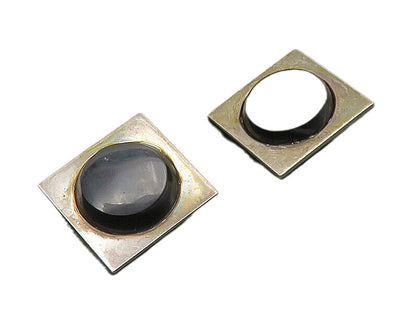 MEXICO 925 Sterling Silver  Vintage Black Onyx Non Pierce Earrings  EG9045