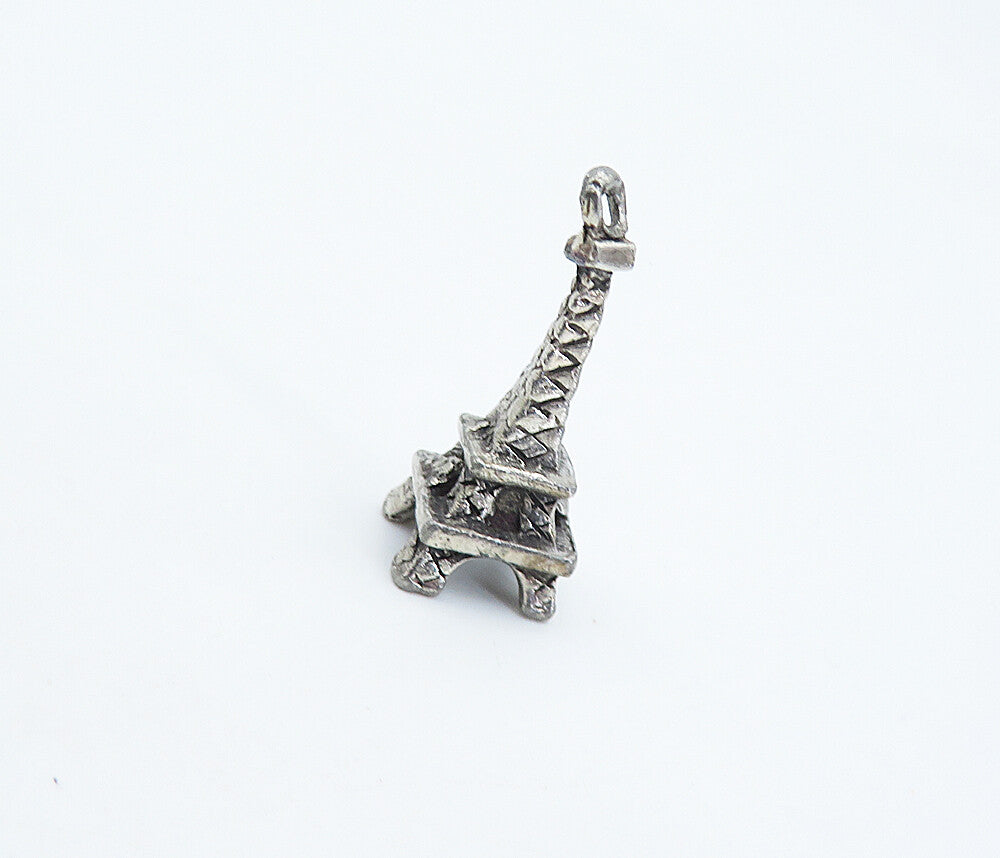 925 Sterling Silver  Vintage Petite Dark Tone Eiffel Tower Pendant  PT4902