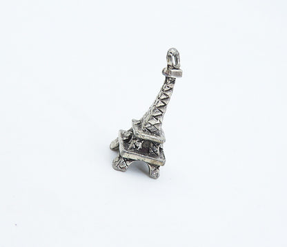 925 Sterling Silver  Vintage Petite Dark Tone Eiffel Tower Pendant  PT4902