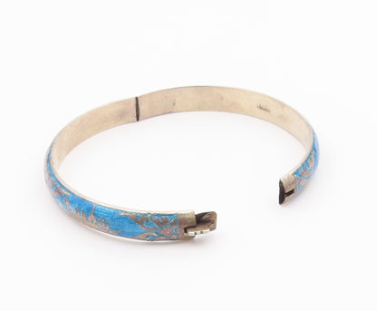 SIAM 925 Sterling Silver  Vintage Enamel Dragon Boat Bangle Bracelet  BT8493