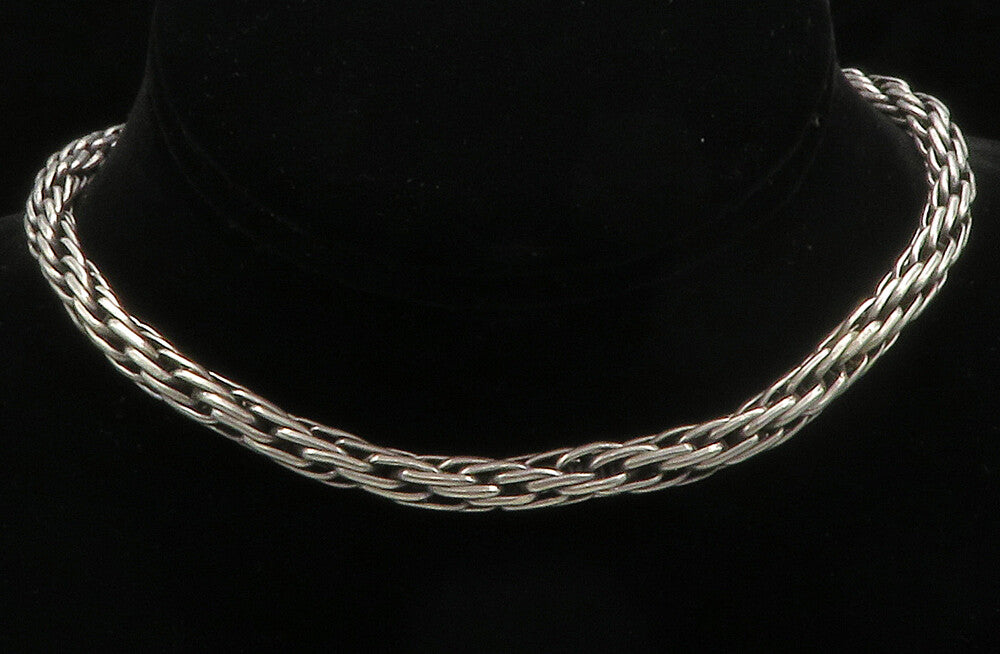 925 Sterling Silver  Vintage Rope Twist Swirl Detail Chain Necklace  NE2229