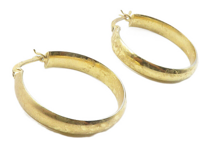 925 Sterling Silver  Vintage Shiny Gold Plated Minimalist Hoop Earrings EG7221