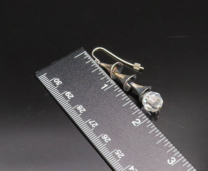 925 Silver  Vintage Clear Quartz Bead Three Cone Dangle Earrings  EG12186