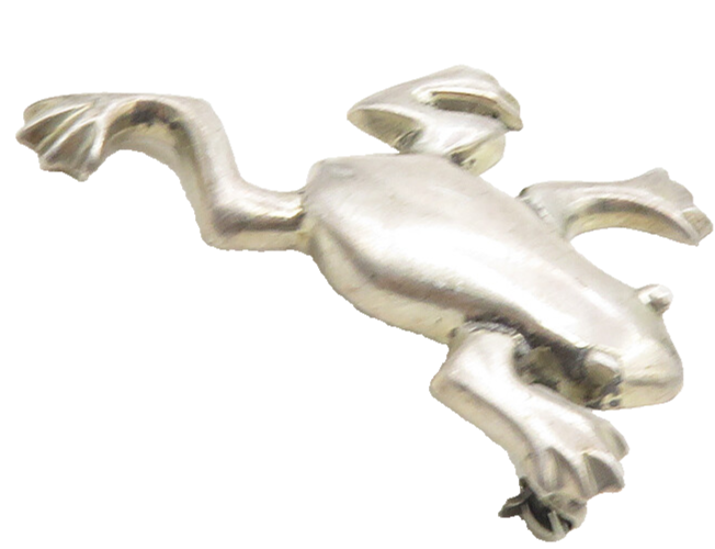 ZINA 925 Sterling Silver  Vintage Dark Tone Frog Motif Brooch Pin  BP3625