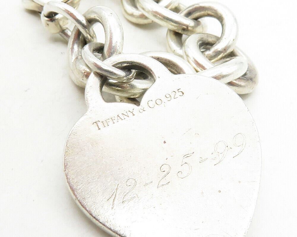 925 Sterling Silver  Vintage Love Heart Chain Bracelet  BT4190