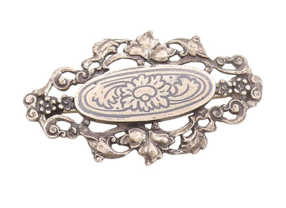925 Sterling Silver Vintage Brooch Engraved Ornate Rose Floral Blossom  BP11893
