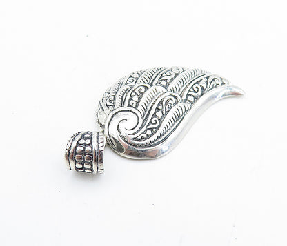 925 Sterling Silver  Shiny Swirl Patterned Wing Motif Drop Pendant  PT5705