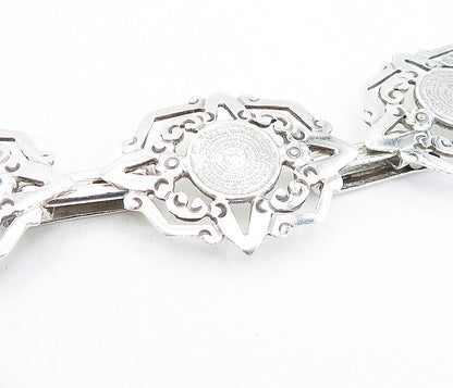 MEXICO 925 Sterling Silver  Vintage Shiny Mayan Aztec Sun Calendar Belt TR1121