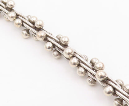 925 Sterling Silver Vintage Bracelet Modernist Twisted Bar & Ball Chain  BT11958