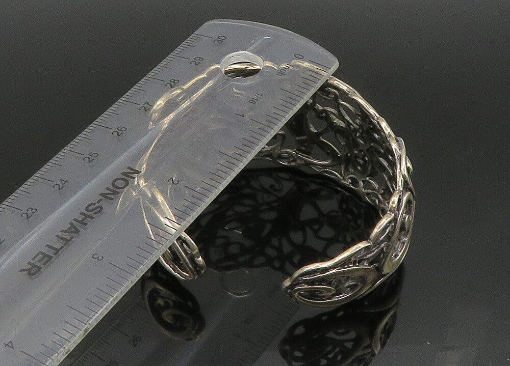 CAROLYN POLLACK 925  Silver  Vintage Shiny Swirl Vine Cuff Bracelet  BT9158