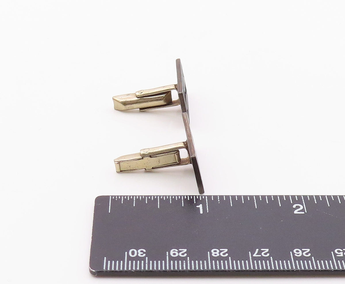 MEXICO 925 Sterling Silver Vintage Spiral Maze Rectangle Cufflinks TR3372