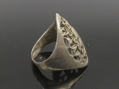 925 Silver  Vintage Intricate Heart & Floral Vine Band Ring Sz 9  RG23816