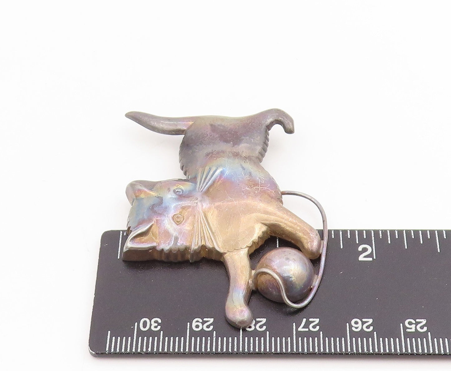 925 Sterling Silver Vintage Brooch LANG Kitten With Ball Of Yarn Pin  BP11958