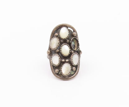 925 Sterling Silver Vintage Ring NAVAJO ZUNI Cat's Eye Inlay  Sz 7.5  RG32388