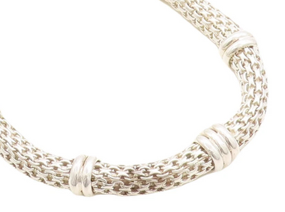 925 Sterling Silver  Shiny Polished Hollow Round Link Chain Necklace  NE1481