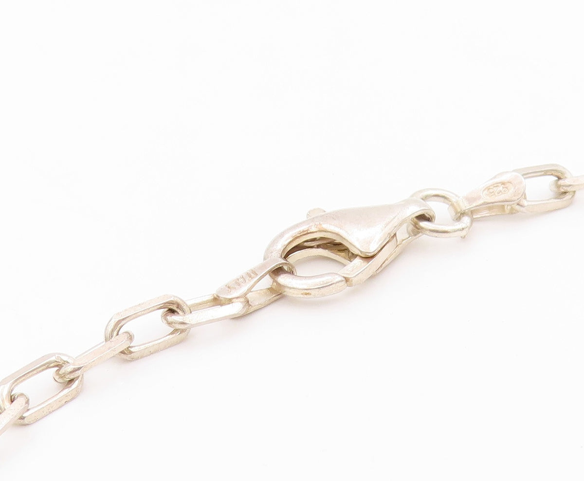 925 Sterling Silver Vintage Necklace Designer Linked Hearts Cutout  NE4525