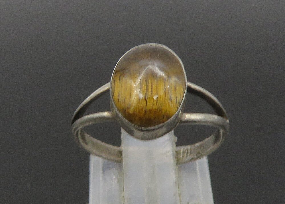 925 Sterling Silver  Vintage Cabochon Cut Tiger's Eye Band Ring Sz 6  RG23085