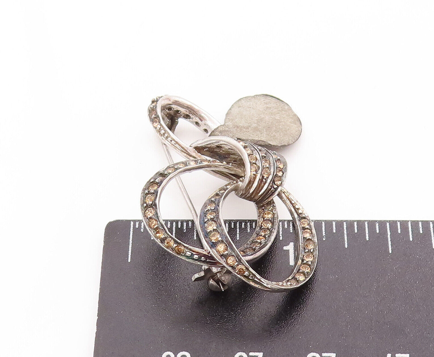 925 Sterling Silver Vintage Brooch Pin Designer Gemstone Inlay Rings  BP10923