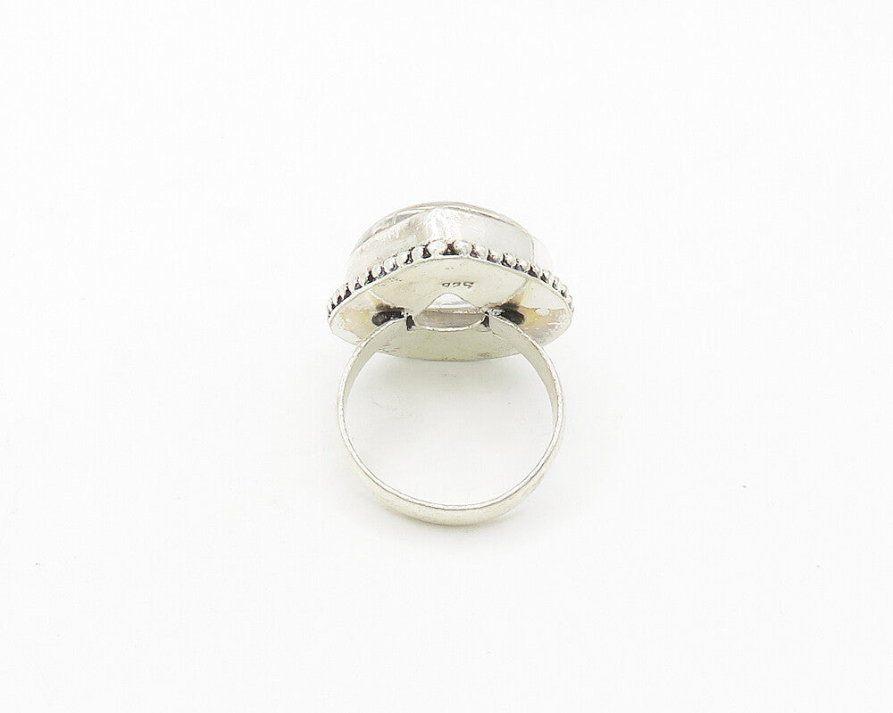 925 Sterling Silver  Vintage Quartz Love Heart Cocktail Ring Sz 10.5  RG19697