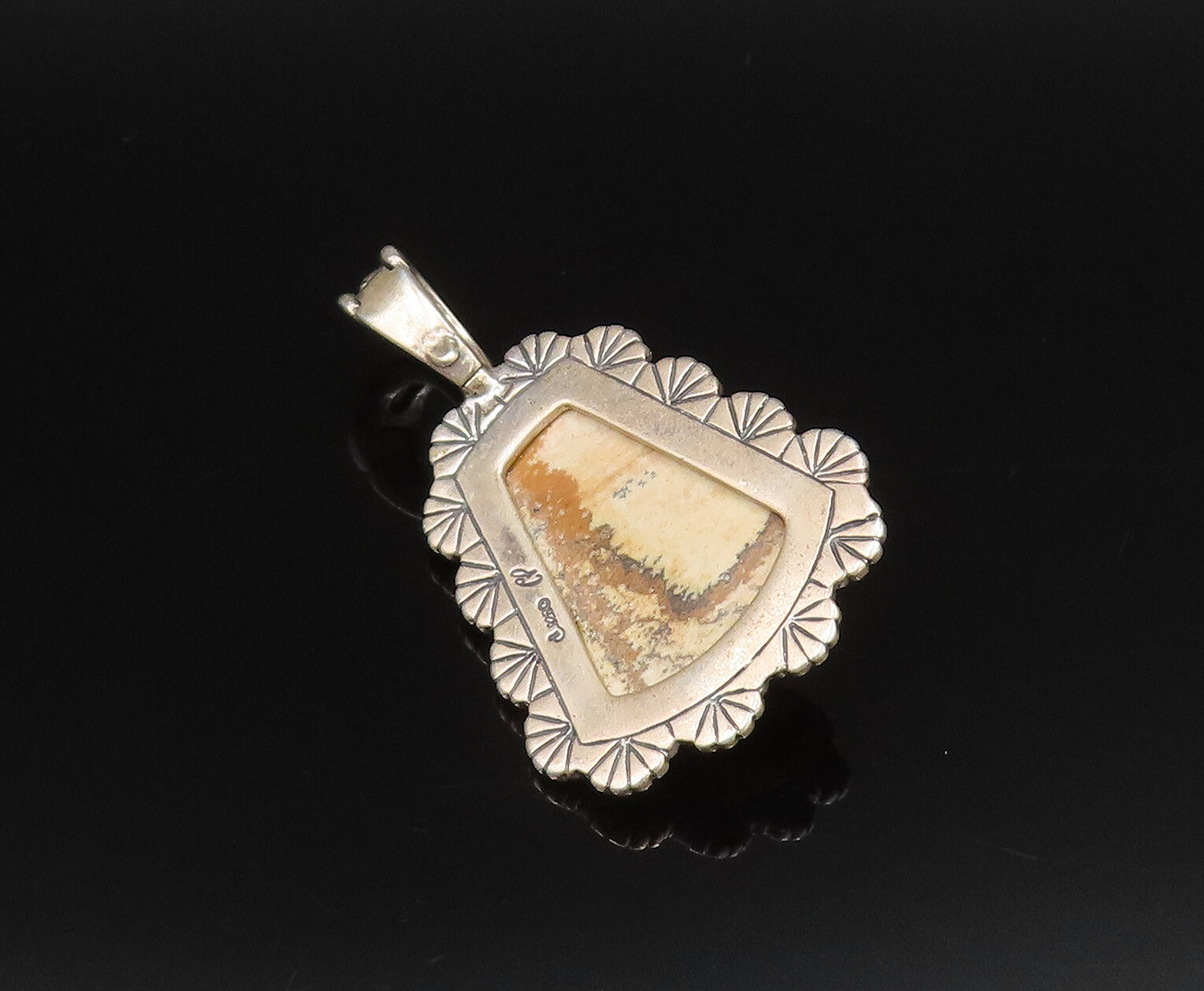 CAROLYN POLLACK 925 Silver  Vintage Tiger's Eye & Jasper Drop Pendant  PT21674