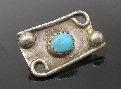 NAVAJO 925 Silver  Vintage Cabochon Turquoise Swirl Detail Brooch Pin  BP5522