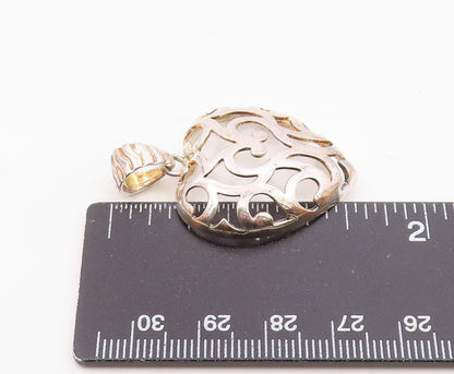 925 Sterling Silver  Vintage Shiny Cutout Love Heart Dome Pendant  PT17359
