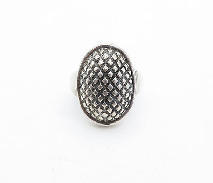 DESIGNER 925 Silver  Vintage Dark Tone Etched Oval Dome Band Ring Sz 6  RG4691