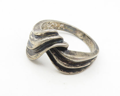925 Sterling Silver  Vintage Dark Tone Fluted Swirl Band Ring Sz 8  RG11101