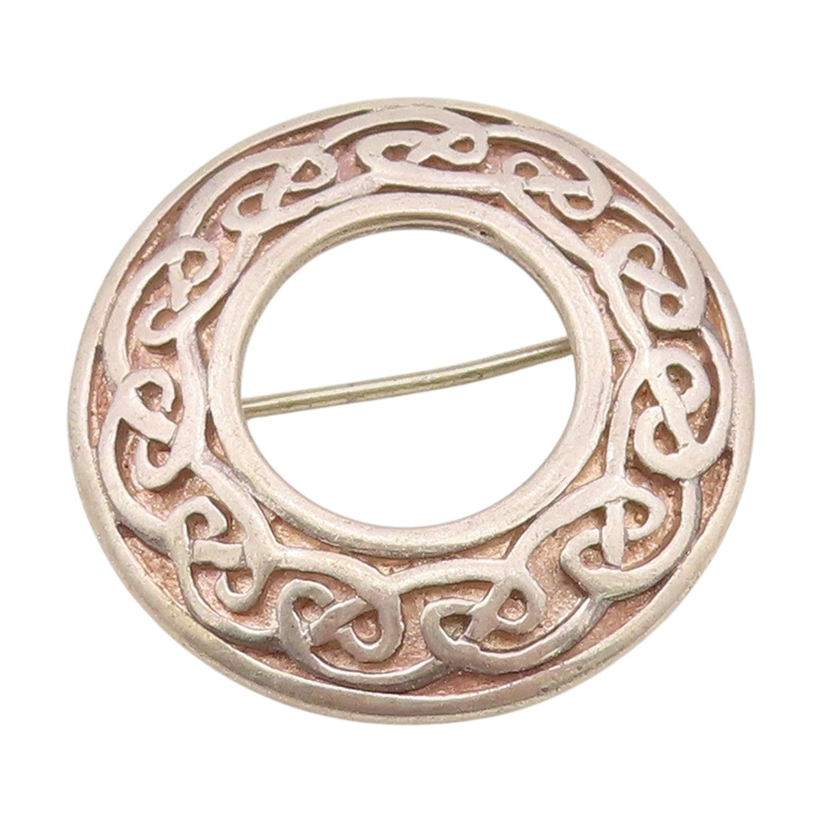 925 Sterling Silver Vintage Brooch Geometric Round Celtic Knot Design  BP12107