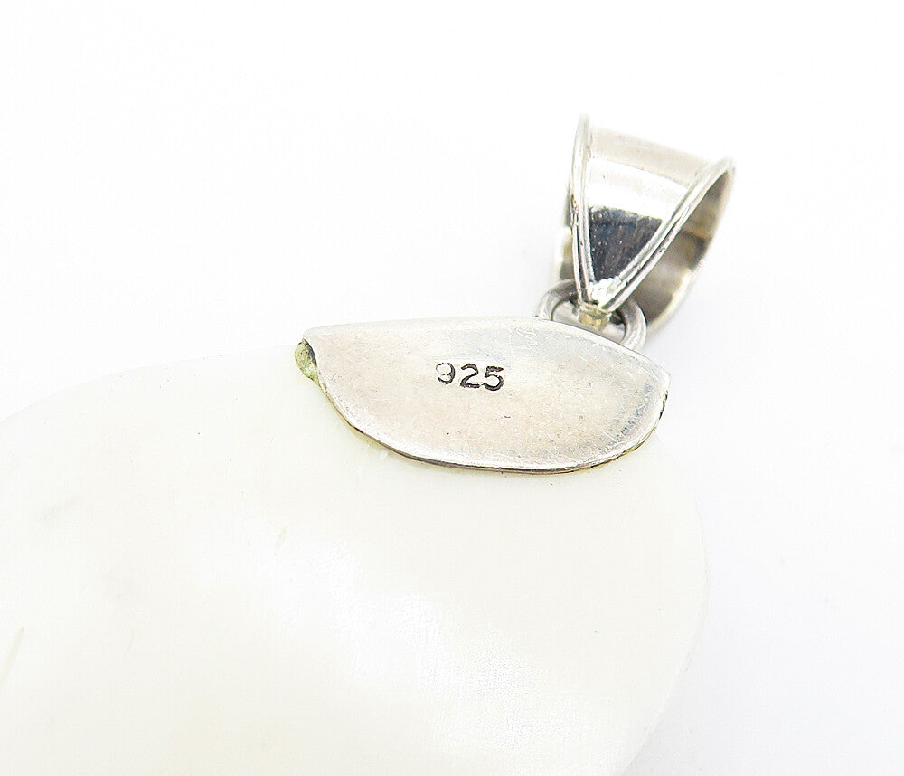 925 Sterling Silver  Vintage Carved Wing Design Swirl Drop Pendant  PT5891