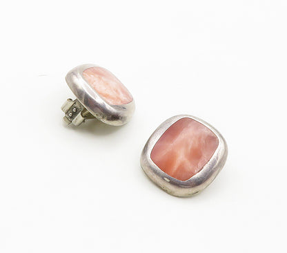 MEXICO 925 Silver  Vintage Pink Mother Of Pearl Non Pierce Earrings  EG7909