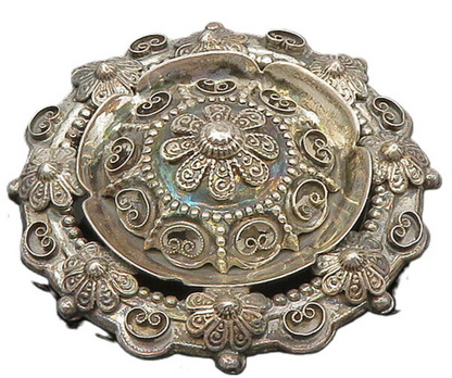 925 Sterling Silver  Vintage Heavy Pretzel Swirl Floral Brooch Pin  BP8377