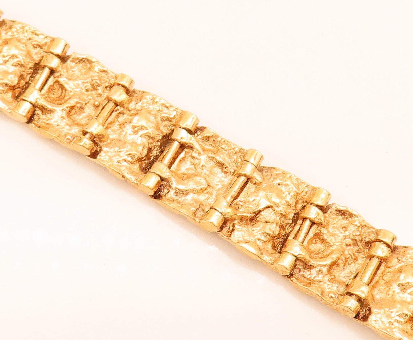 925 Silver  Vintage Gold Plated Hammered Crush Paper Effect Bracelet  BT10020