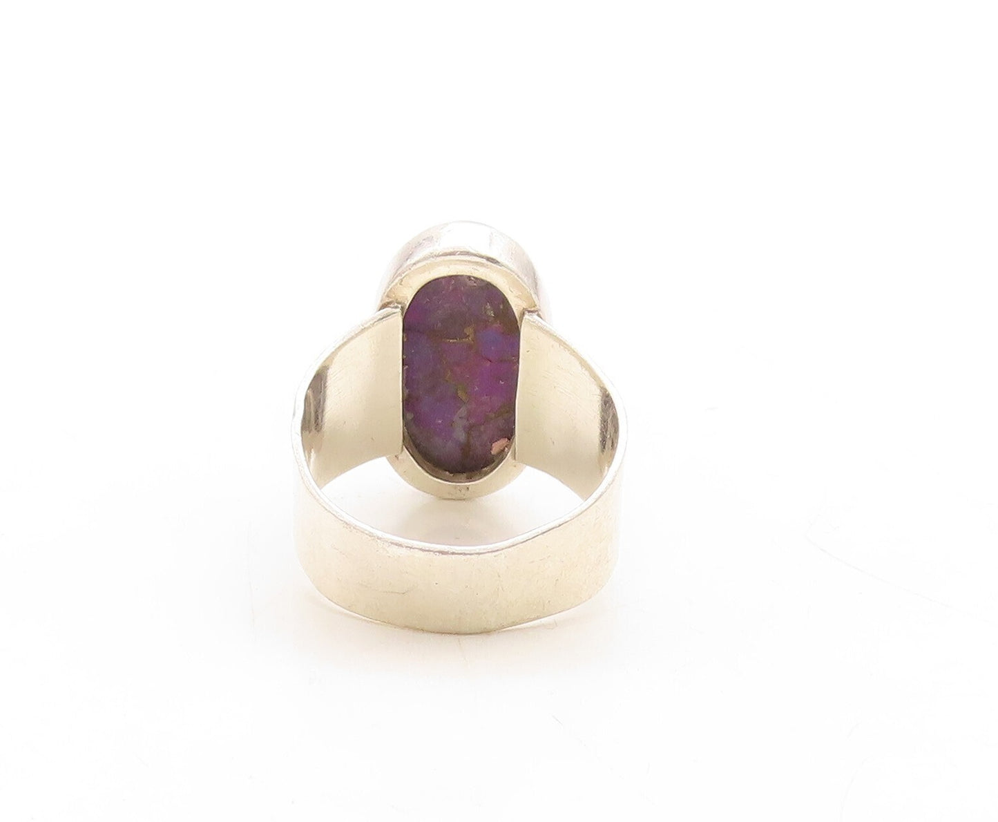 925 Sterling Silver Vintage Ring Oval Cabochon Purple Gemstone  Sz 8  RG31181