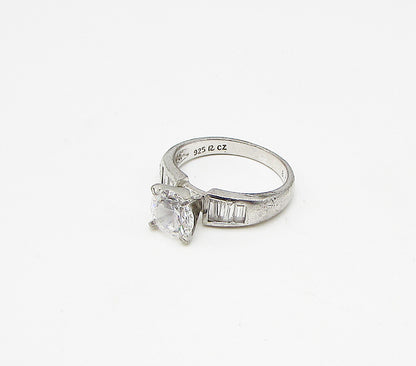 925 Sterling Silver  Vintage White Cubic Zirconia Band Ring Sz 8  RG3226