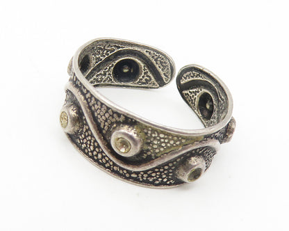 925 Sterling Silver  Vintage Oxidized Swirl Design Band Ring Sz 7  RG11048