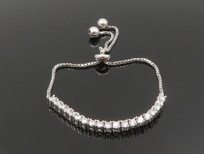 925 Silver  White Cubic Zirconia Adjustable Child Box Chain Bracelet  BT1002
