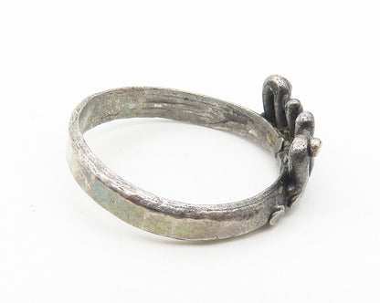 925 Sterling Silver  Vintage Oxidized Hammered Detail Band Ring Sz 7  RG10913