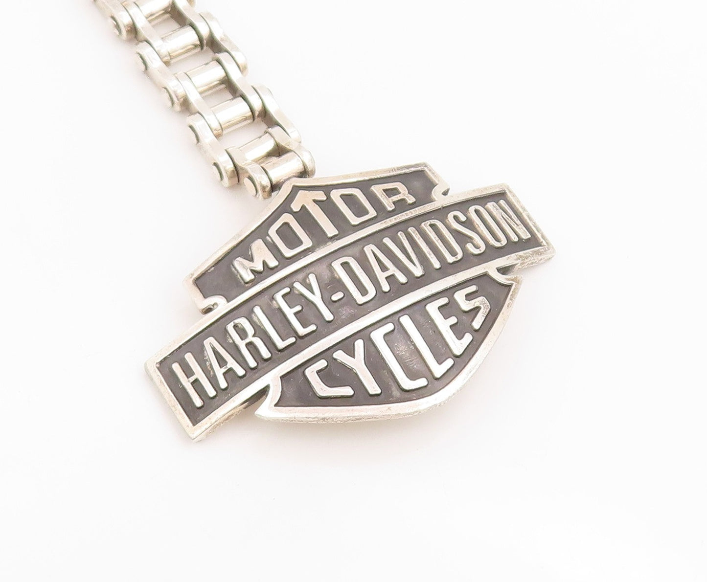 925 Sterling Silver Vintage Keychain Harley Davidson Motor Cycles Shield  TR4163