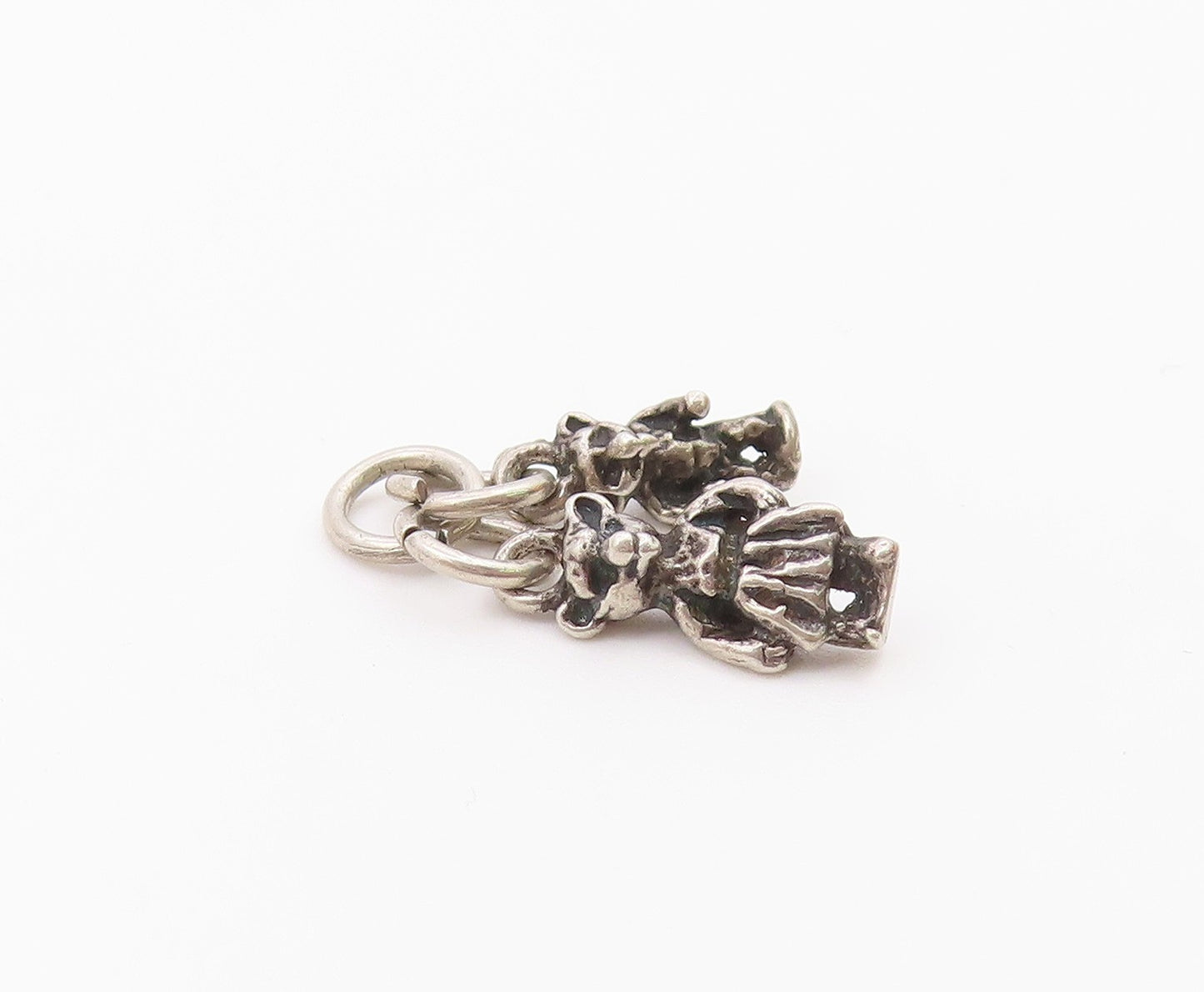 925 Sterling Silver  Vintage Male & Female Bear Charm Pendant  PT21191