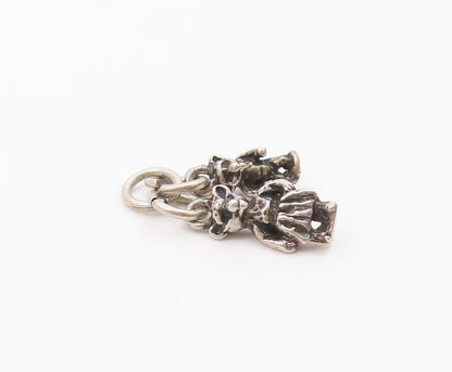 925 Sterling Silver  Vintage Male & Female Bear Charm Pendant  PT21191