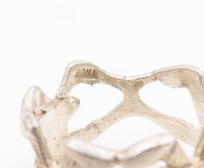 925 Sterling Silver Vintage Ring Children Holding Hands Cut Out  Sz 6  RG33949