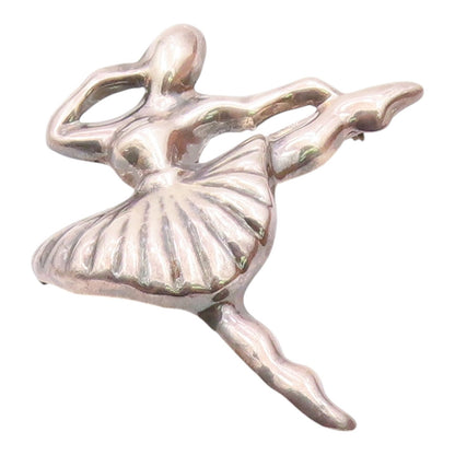 MEXICO 925 Sterling Silver  Vintage Ballet Dancer Motif Brooch Pin  BP4673