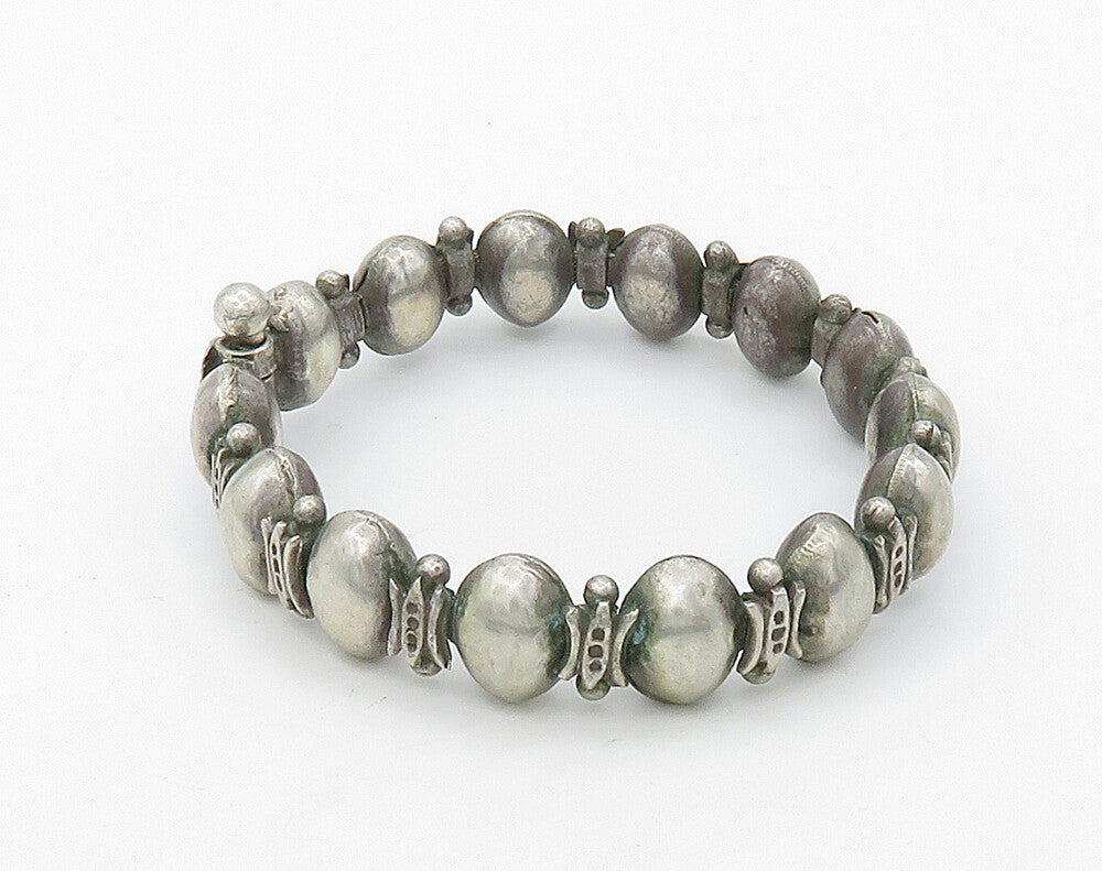 925 Sterling Silver  Vintage Antique Hollow Oval Hinge Chain Bracelet  BT6352